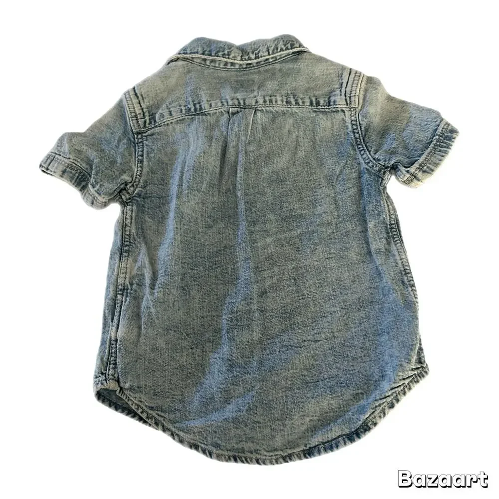 GAP Short Sleeve Button Up Denim Shirt Boys 18-24M